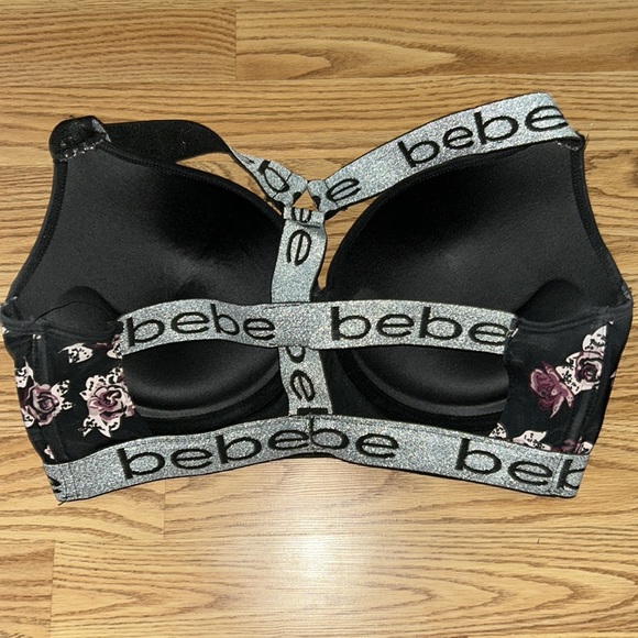 bebe Black and Purple Floral Bra - Picture 3 of 5